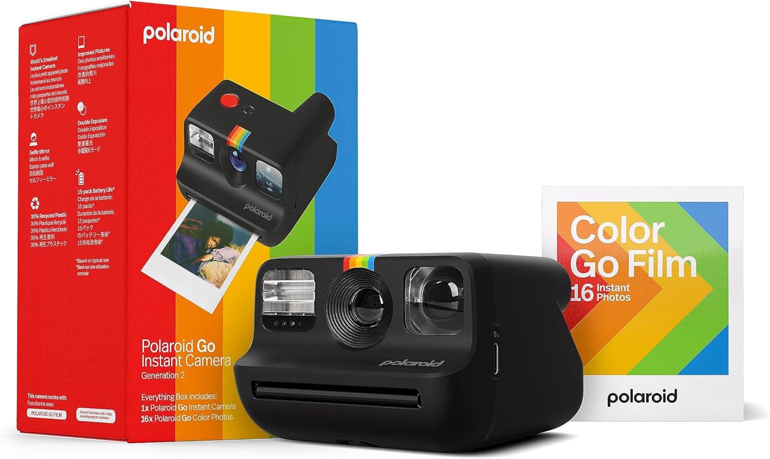 Everything Box Polaroid Go Generation 2 preto câmara instantânea, câmara e filme
