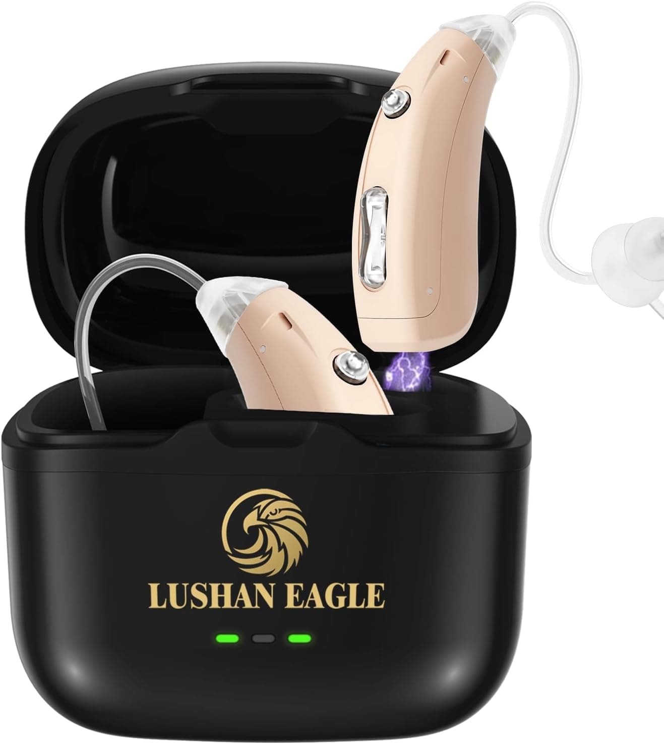 LUSHAN EAGLE Os auriculares amplificadores inteligentes com cancelamento de ruído tornam o som mais forte e os guias de tubo de ar recarregáveis do amplificador soam (cor da pele)