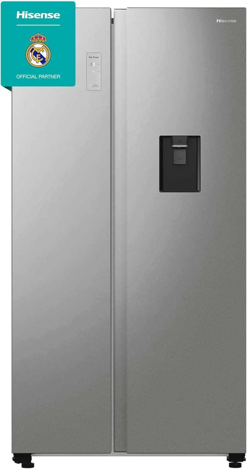 Hisense RS711N4WCE - Frigorífico Side by Side, capacidade 547 l com 178,6 cm de altura, metal Tech Revestimento, total sem rost, dispensador de água e gelo, silencioso 38dB, conectividade Wi-Fi