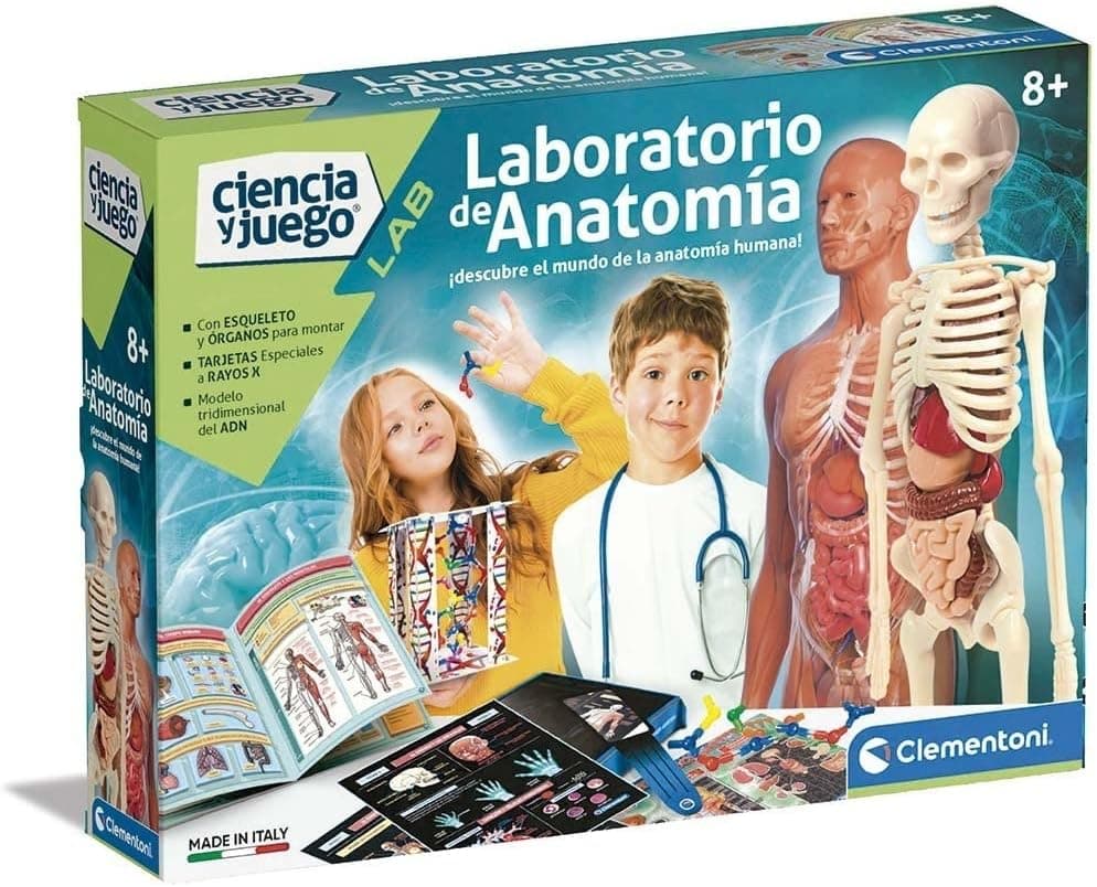 Clementoni, Laboratório de anatomia, jogo educativo de ciências, aprende anatomia e corpo humano, brinquedo crianças 8 anos, brinquedo em espanhol (55485)