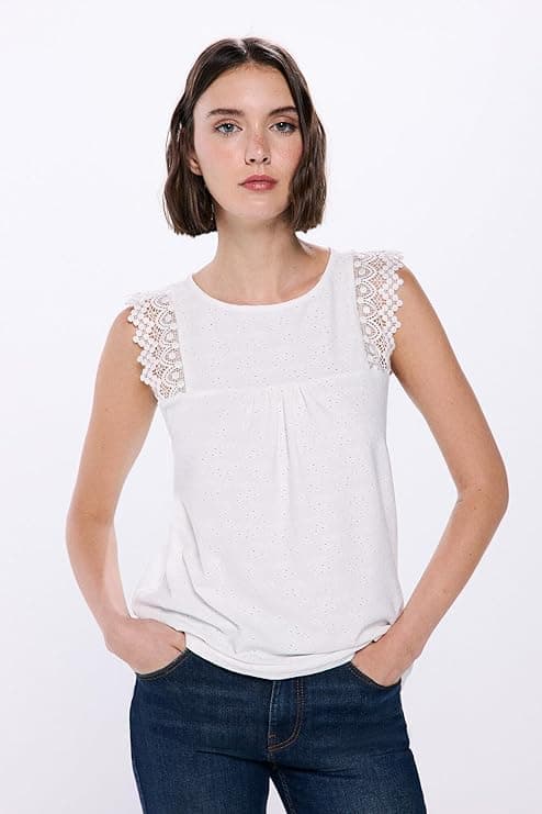 SPRINGFIELD | Top de alças em algodão com detalhes em crochet para mulher