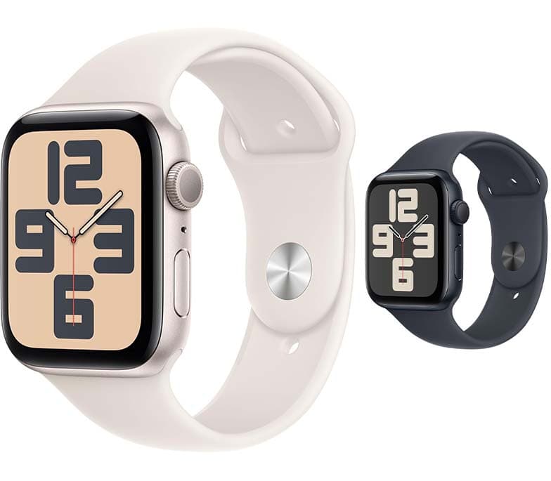 Apple Watch SE de 2.ª geração GPS Smartwatch com caixa de alumínio branco estrela de 44 mm e correia desportiva branca estrela, tamanho S/M. Monitores de treino e sono e resistência à água