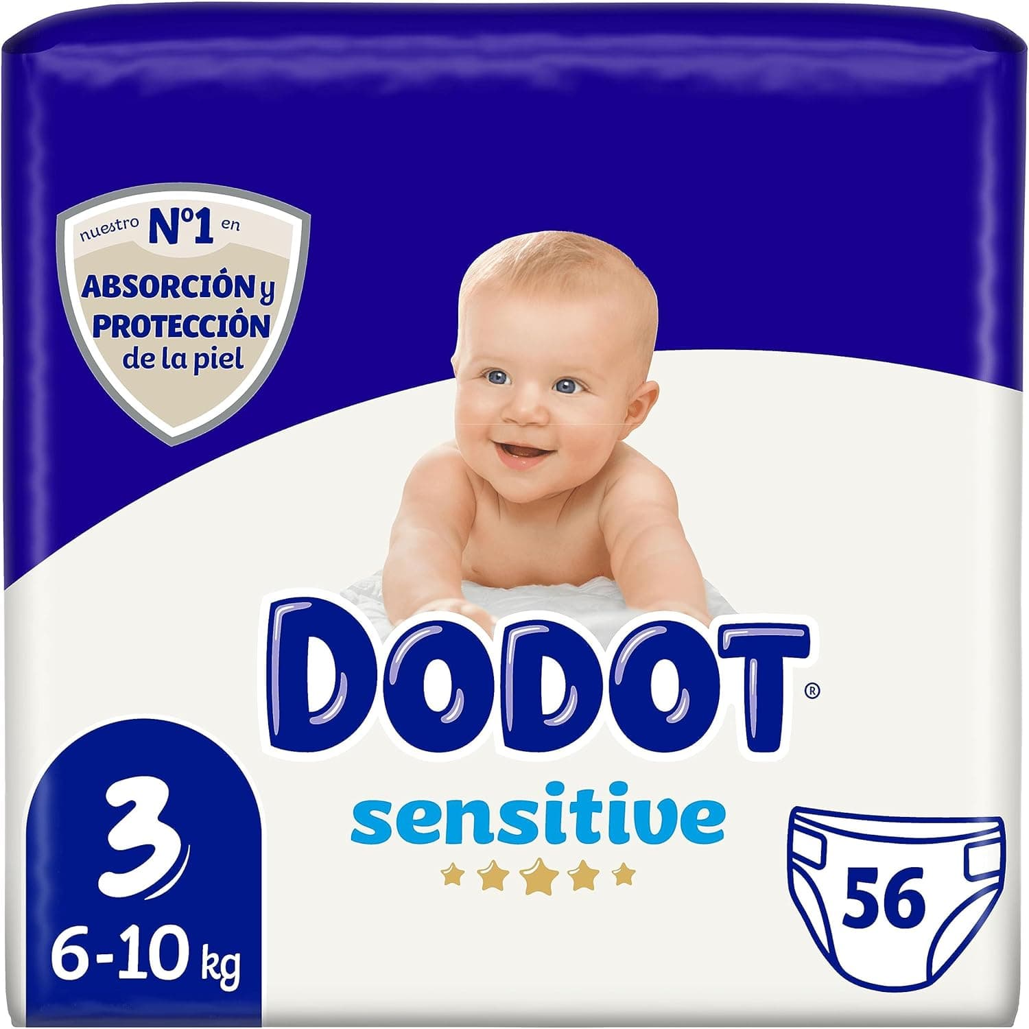 DODOT Sensitive - Fraldas, 6 a 10 kg, branco, tamanho 3, baunilha, 56 unidades