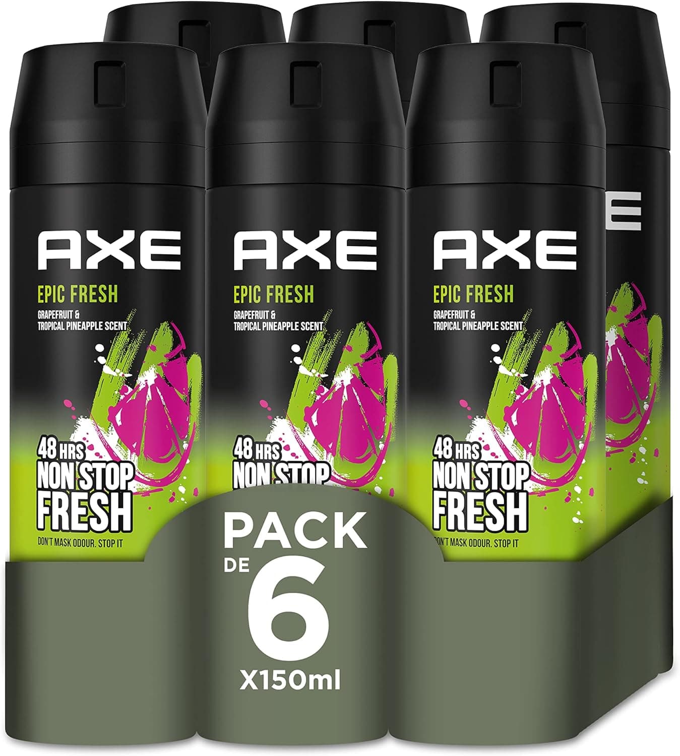 Axe Desodorante líquido para homem Bodyspray Epic Fresh 150 ml, conjunto de 6