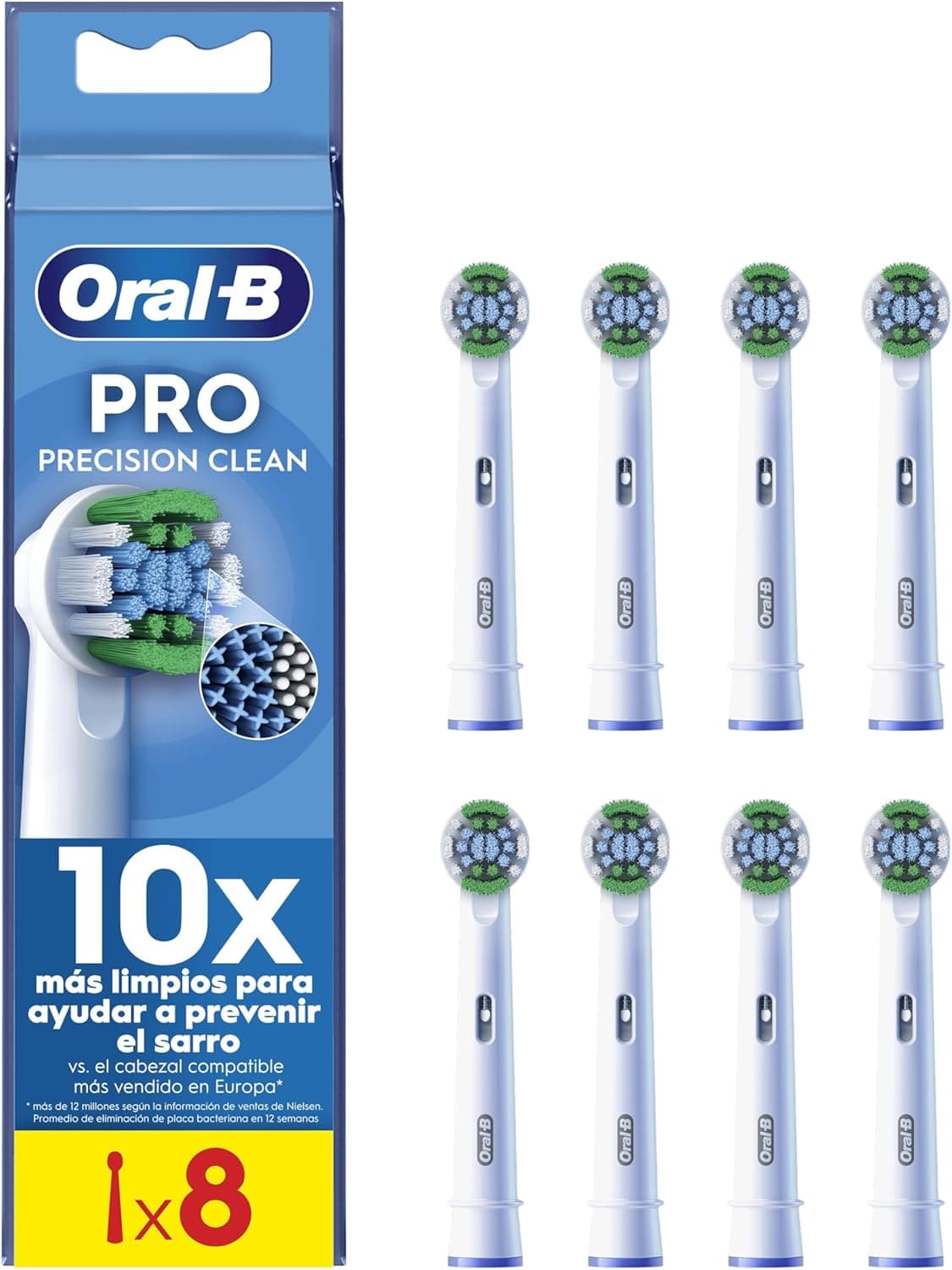 Oral-B Pro Precision Clean Peças sobresselentes para escova de dentes elétrica, conjunto de 8 cabeças, branco, originais