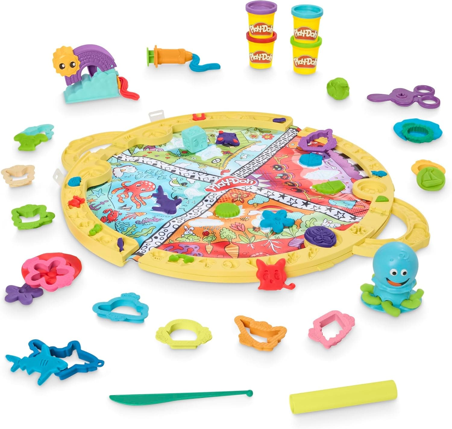Play-Doh conjunto de jogo portátil - brinquedos manuais infantis com plástico não tóxico, presente de Reis Magos e Natal para crianças a partir de 3 anos