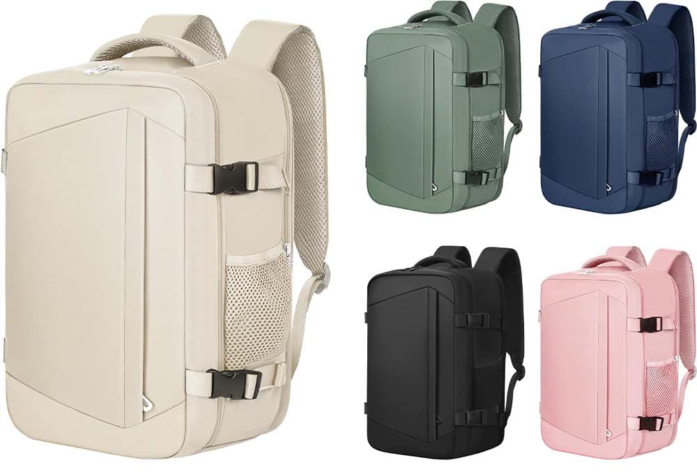 KIRFEIHT Mochila viagem cabine avion 40 x 20 x 25 para Ryanair, Bege, Minimalista