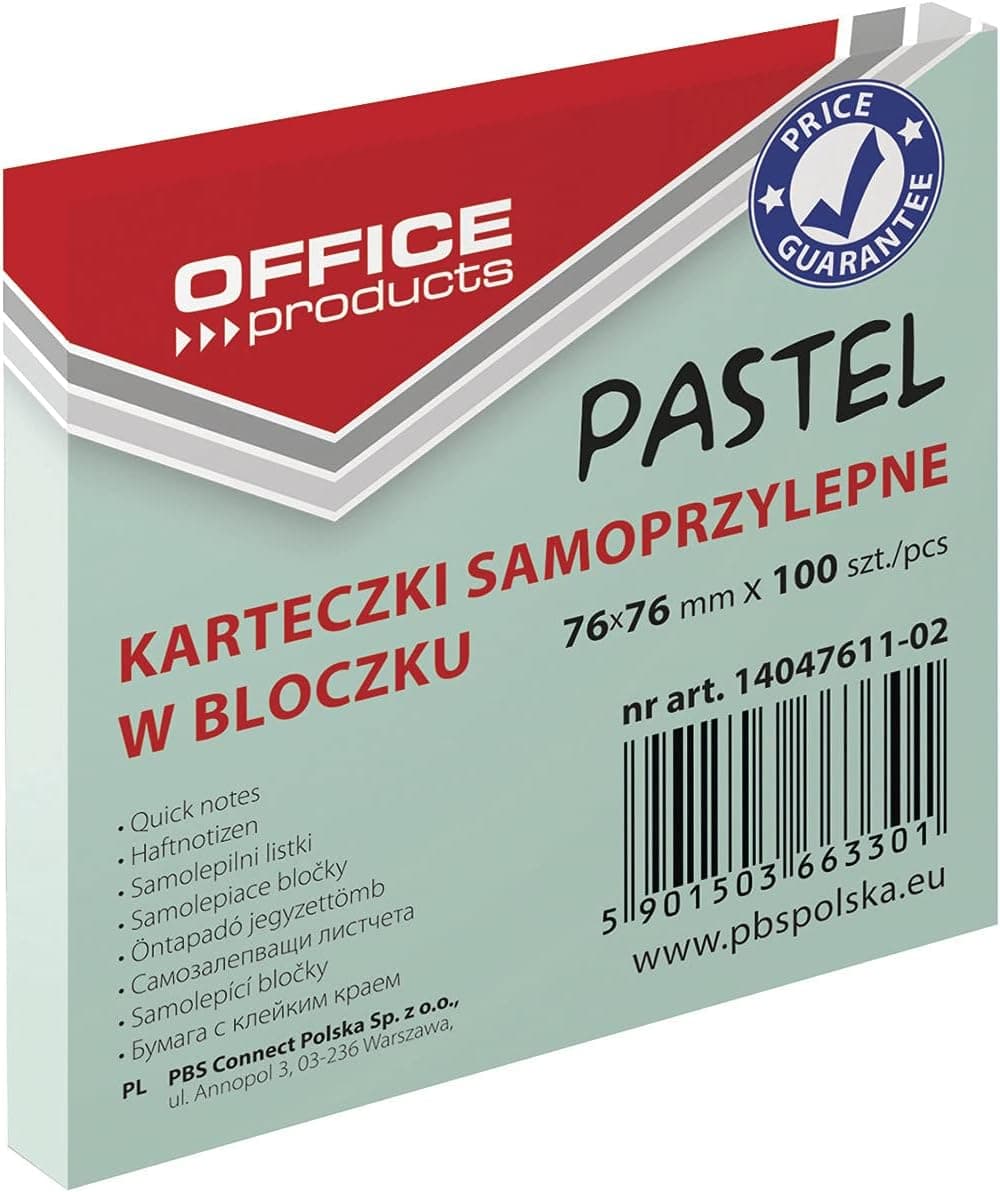 OFFICE productS 14047611-02 Notas adesivas (76 x 76 mm, 100 folhas), cor verde pastel