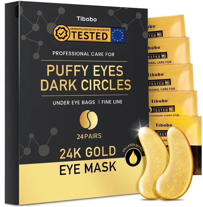 24 K Gold Patches olhos, orelhas e sacos, para rugas, 24 pares Under Eye Gel Patches/Eye Mask Pads, remendos contorno de olhos para inchaço de tubarão