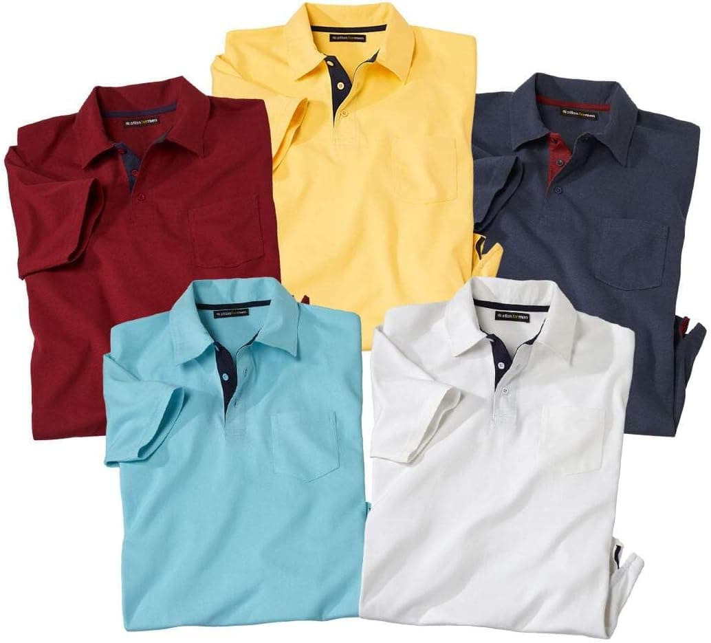 Atlas For Men | Pack de 5 polos de manga curta para homem em várias cores