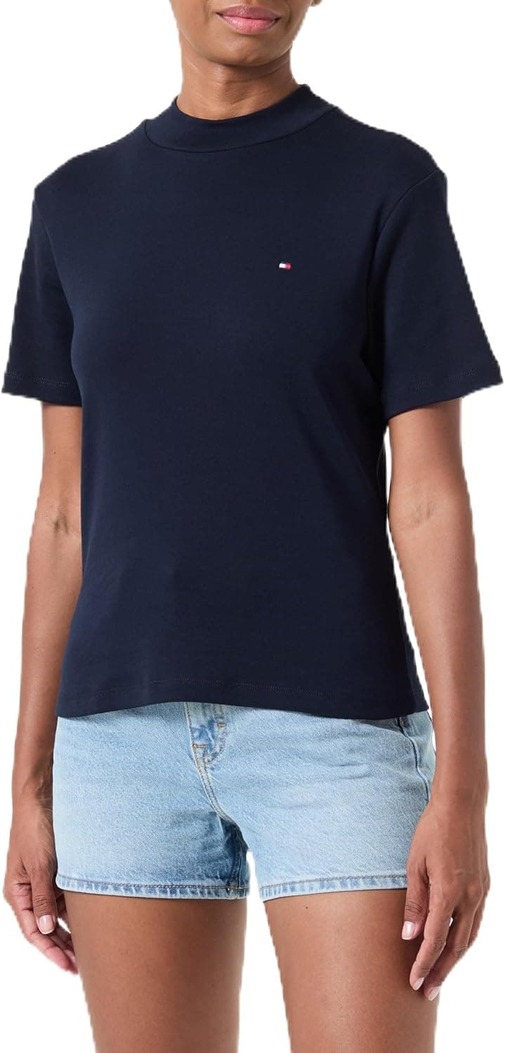 Tommy Hilfiger T-shirt de manga curta mulher Slim Cody Crop com gola virada