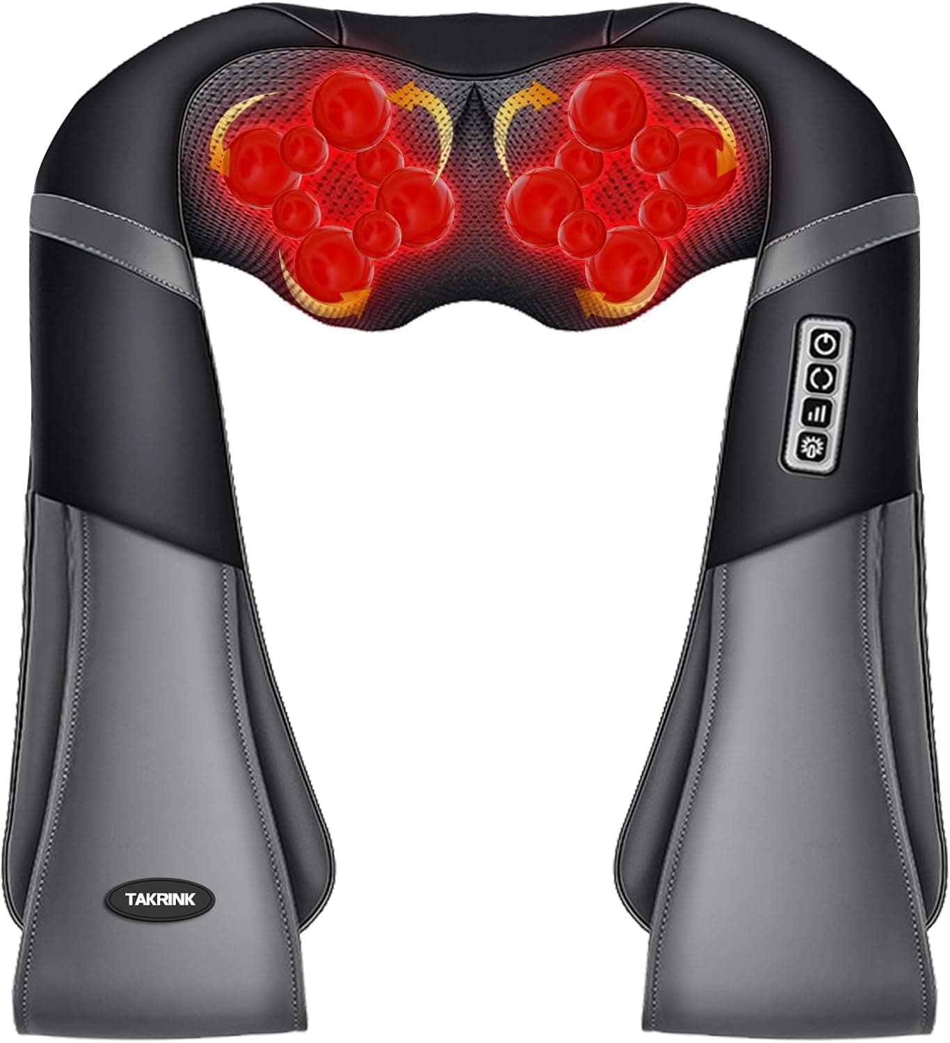 TAKRINK Massajador Shiatsu 16 cabeças de massagem integradas massajador de ombros pescoço 3 níveis de velocidade direção ajustável relaxamento com calor no escritório casa
