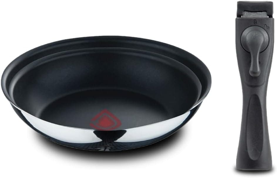 Bergner CLICK & COOK Conjunto de 3 peças frigideiras (24 26 cm) com cabo desmontável - aço inoxidável, revestimento antiaderente ILAG essencial - Heatdot Technology