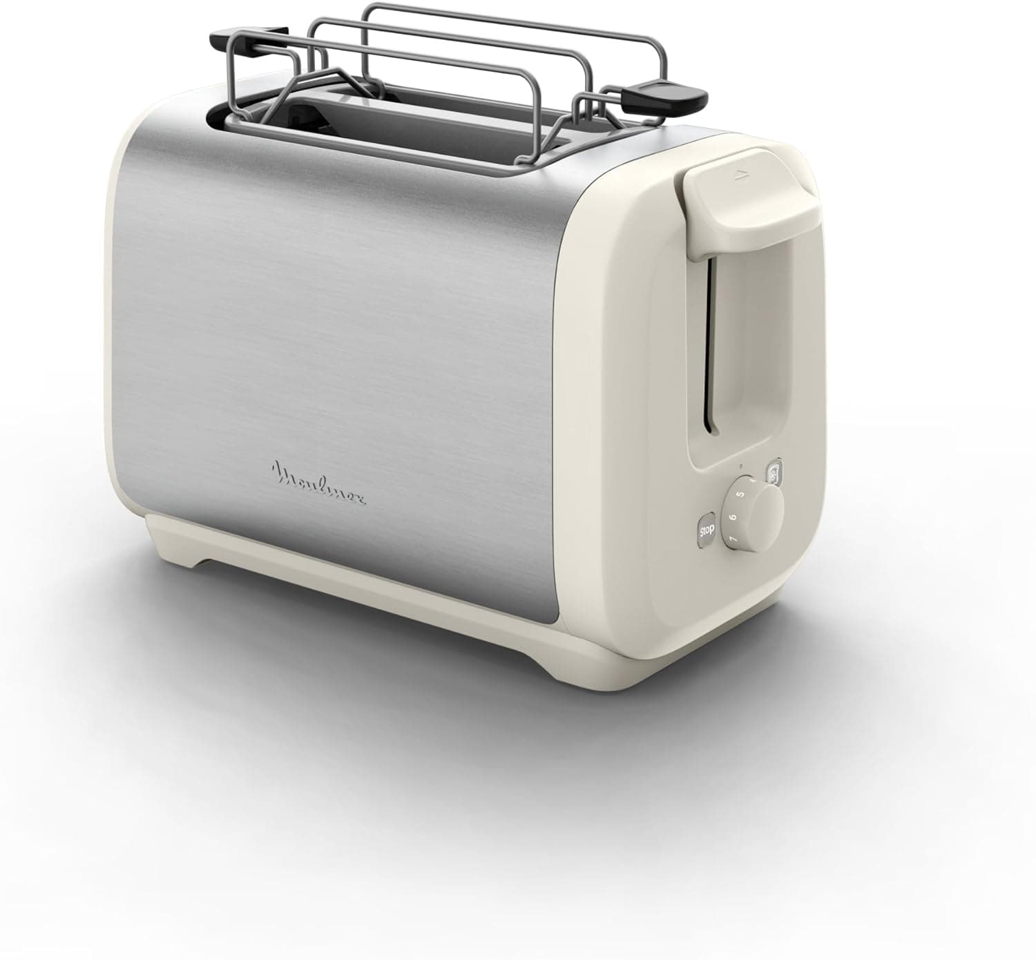 Moulinex Subita torradeira, 2 ranhuras e aquecedor de pãezinhos, torra mais rápida, menor consumo, design moderno, branco e aço inoxidável, LT5S1AE0