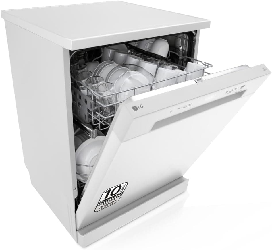 LG DF141FW Lava-louças 60 centímetros, capacidade de 14 l, com função QuadWash Direct Drive, eficiência D, cor branca