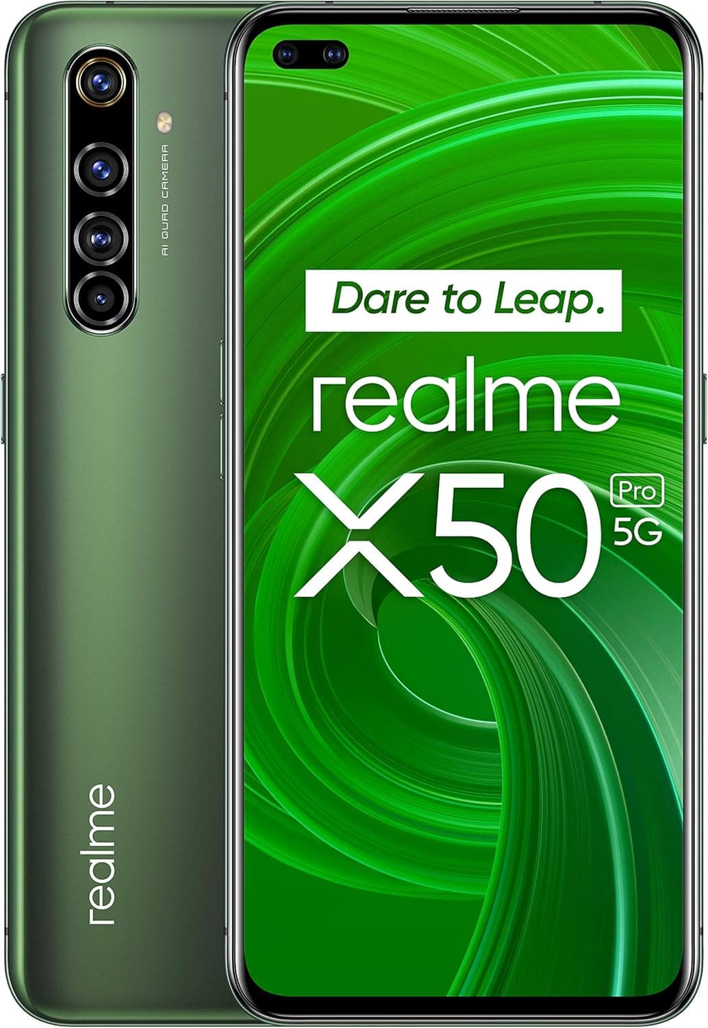 realme X50 Pro – Smartphone RMX2075GREEN256GB 5G de 6,44”, 8 GB RAM + 256 GB ROM, processador Octa-Core Qualcomm Snapdragon 865, câmara quádrupla AI de 64 MP, MicroSD, Moss Green [Versão ES/PT] [Exclusivo Amazon]