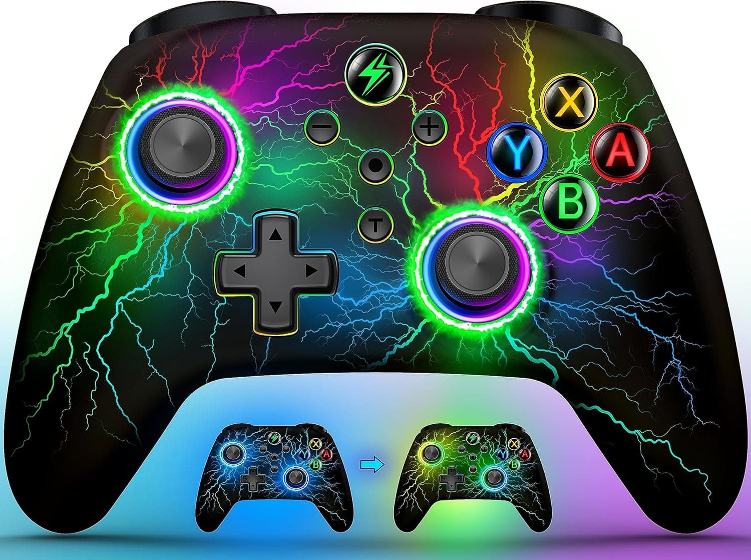 HELLCOOL Mando Pro | Comando sem fios RGB para Nintendo Switch com programação, turbo, vibração e compatibilidade PC Android iOS