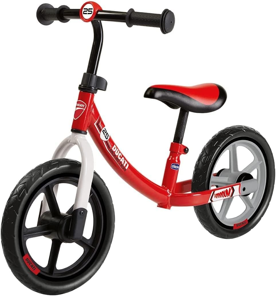 Bicicleta de Equilíbrio Chicco Ducati Baby, Bicicleta sem Pedais para Crianças de 2 a 5 anos, com Guidão e Selim Ajustávei