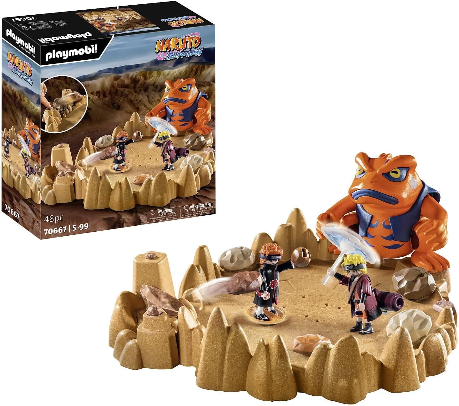 PLAYMOBIL Naruto Shippuden 70667 Naruto vs. Pain, batalha emocionante com a placa base da cratera e o Sapo gigante Gamakichi, brinquedos para crianças a partir de 5 anos