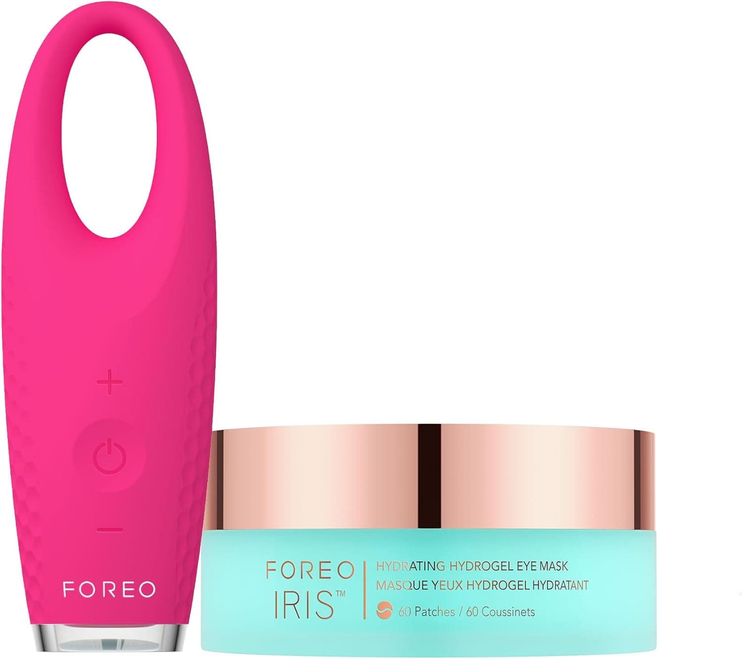 FOREO Set Eye Revive IRIS 2 - Massajador de olhos de drenagem linfática máscara de contorno hidratante IRIS, 60 unidades. - Eliminador de olheiras e bolsas - anti-rugas e redutor de inchaço