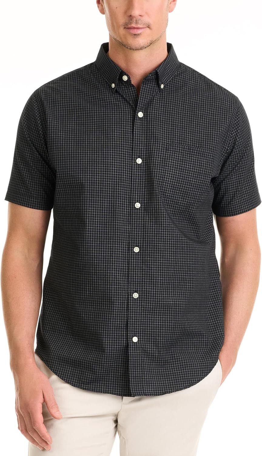 Van Heusen Wrinkle Free | Camisa de manga curta para homem com padrão aos quadrados