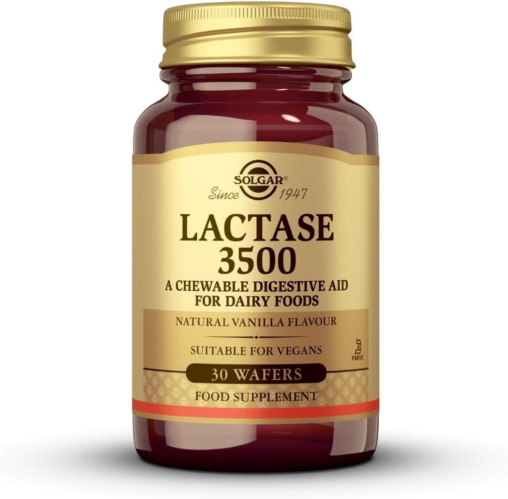 Solgar Lactasa 3500 | Manutenção de uma flora intestinal equilibrada | sabor de baunilha, 30 comprimidos mastigáveis