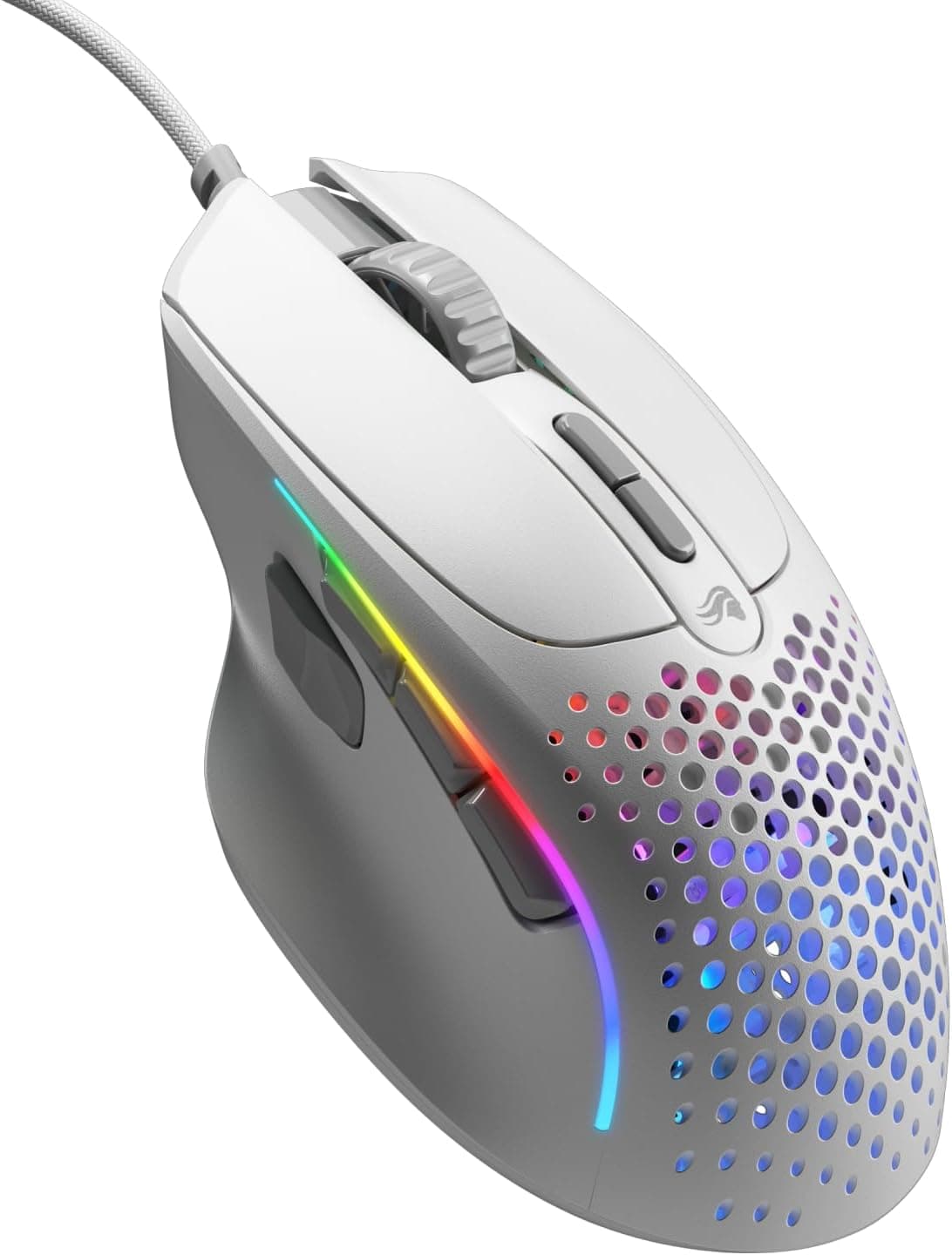 Glorious Gaming Model I 2 Wired: rato para jogos com cabo, 9 botões programáveis (2 intercambiáveis), 66 g super leve, sensor ótico 26 k, interruptores de 80 m, de cliques, MMO/MOBA/FPS, branco