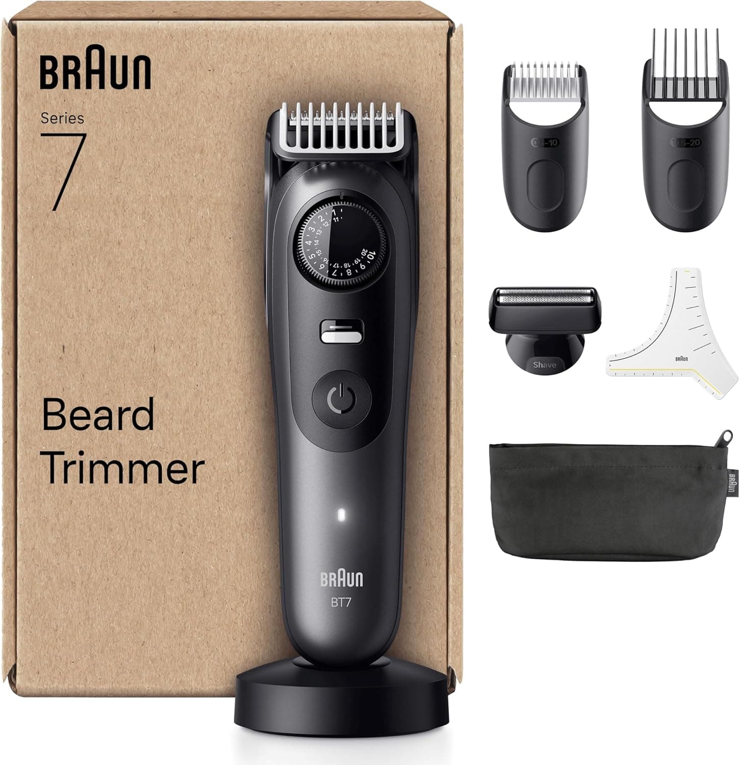 Braun Beard Trimmer Series 7 BT7525 | Máquina de barbear com 7 acessórios e 40 ajustes de comprimento