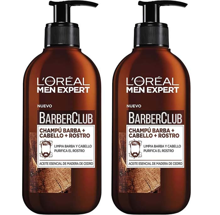 L'Oreal Paris Men Expert - Barber Club Shampoo 3 em 1 para barba, cabelo e rosto, 400 ml (2 unidades de 200ml cada)