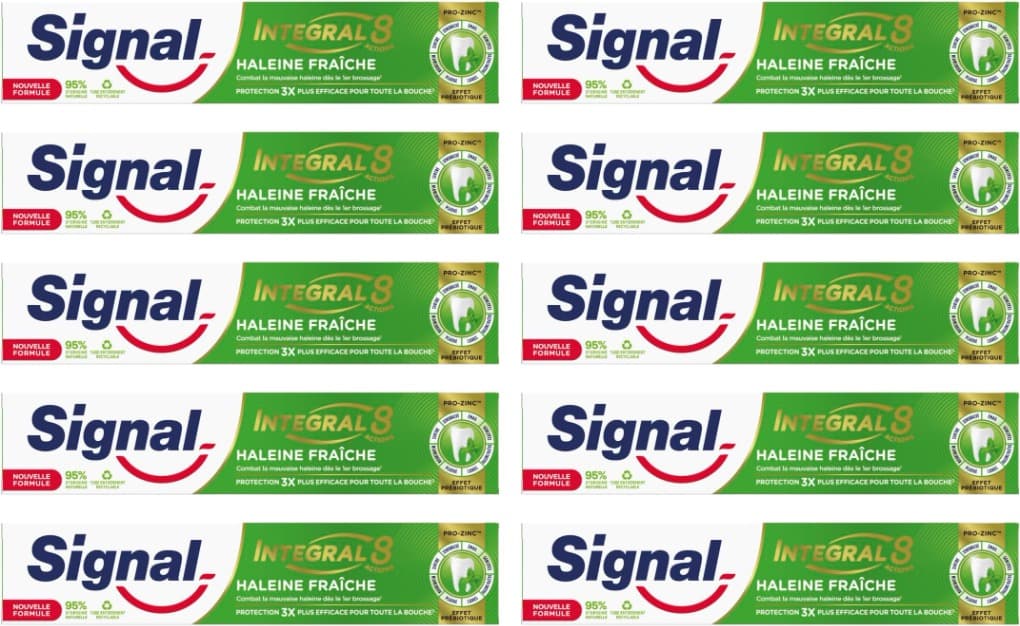 Signal Integral 8 Frescor | Pasta de dentes com ingredientes de origem natural 75 ml x 10