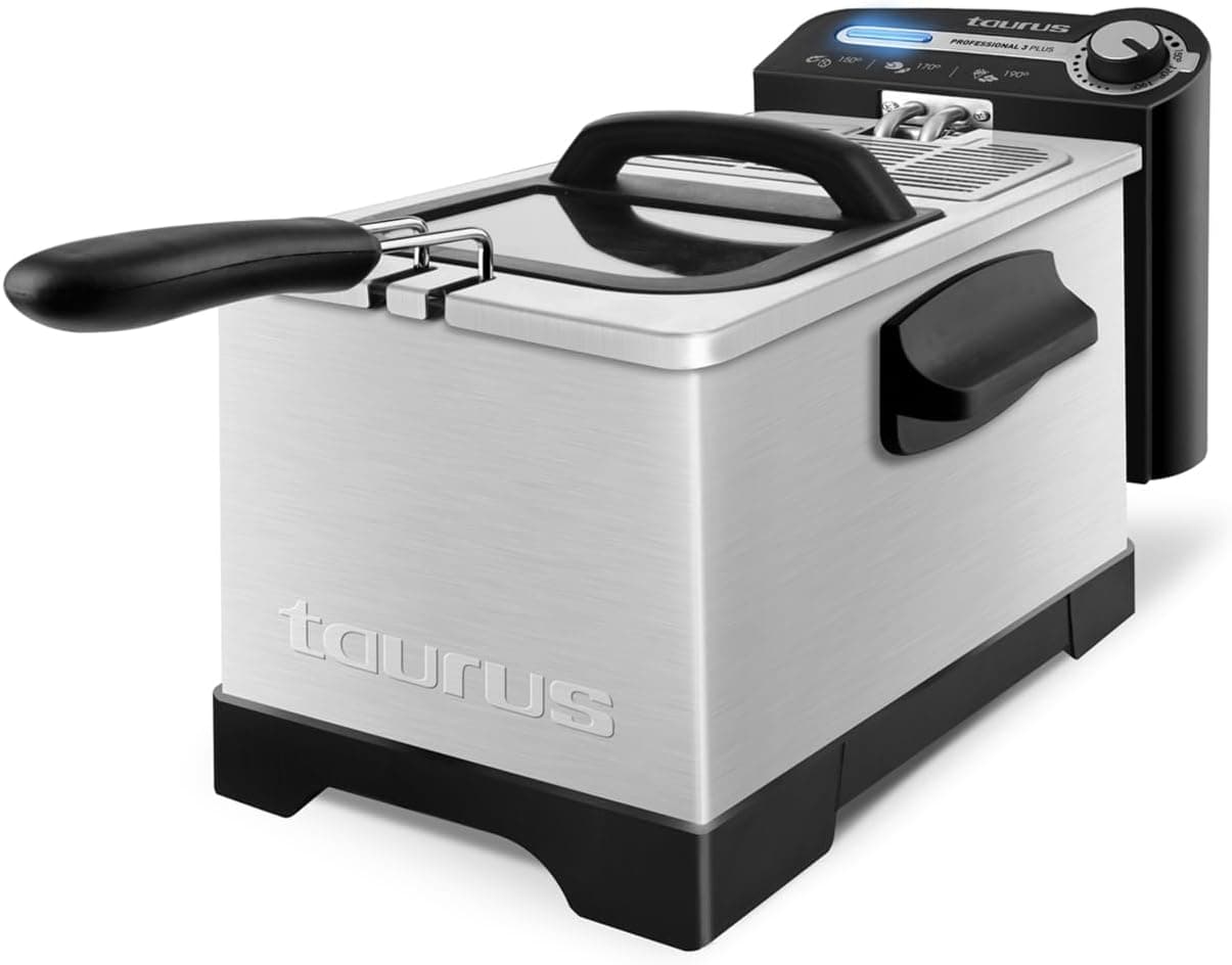 Taurus 973953 Professional 3 Plus Frigideira para fritar com tampa, 2100 W, aço inoxidável, 3 kg