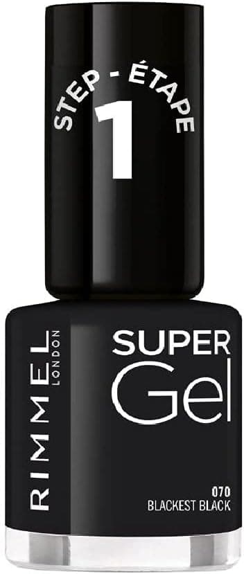 Super Gel Rimmel London por Kate Moss. Conjunto duplo, esmalte de unhas, sombra 12 e camada superior de gel.