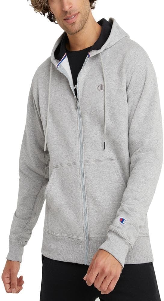 Champion Camisola com capuz Powerblend com fecho de correr completo aquecimento ou casaco de treino para homem