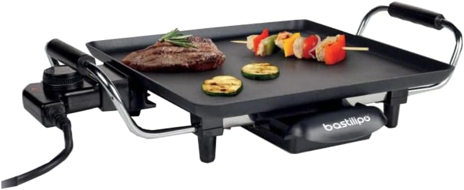 Bastilipo VFT-1500 Vulcano Fast Table Chef | Chapa elétrica de grelhar antiaderente 1500 W 28 x 28 cm
