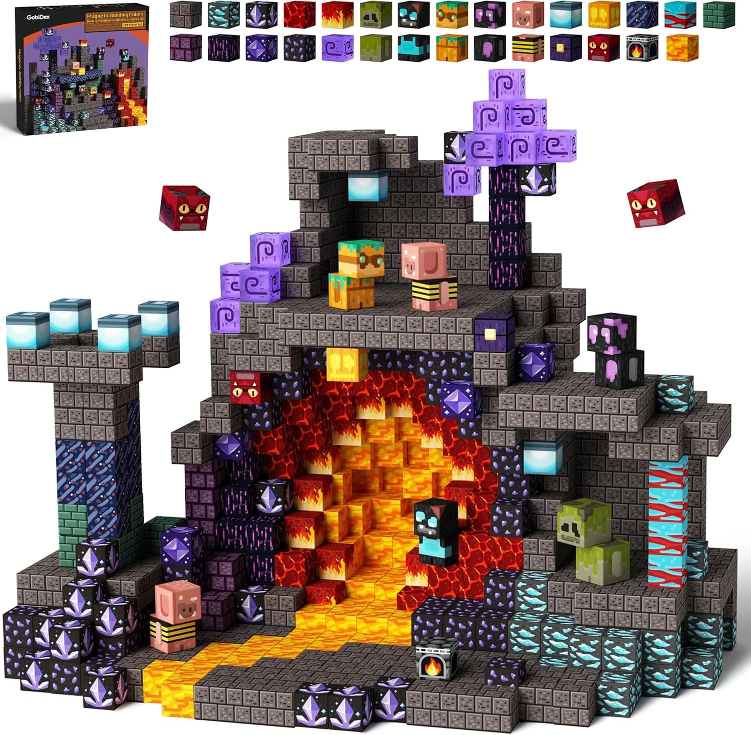 GobiDex 100 peças MagWonder blocos de construção magnéticos, Gemfifre Hollow para construir fundos, atividades aventuras game-based, brinquedo sensorial montessori