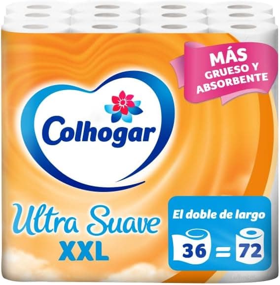 Colhogar Ultra macio XXL x 36 - equivalente a 72 rolos - 2 camadas - 100 % livre de perfume - branco - pacote de 36 rolos extra grandes (3 x 12)