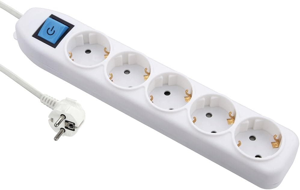 Electraline 52511 | Extensão elétrica de 5 tomadas com interruptor e cabo de 1,5 m