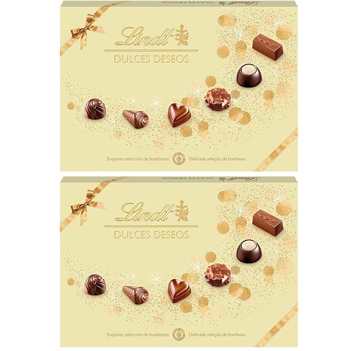 Lindt Doces desejos caixa de bombons de chocolate sortidos, chocolate com leite, chocolate preto, chocolate branco, bombons para oferecer, 337 g x 2