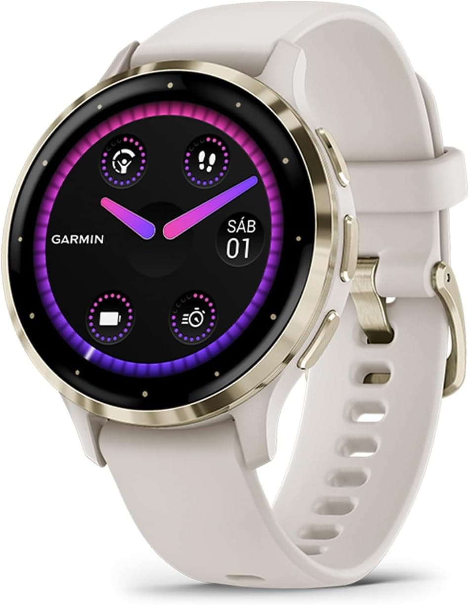 Garmin Venu 3S, Smartwatch Premium com GPS, AMOLED, funções avançadas de saúde e forma física, mais de 30 aplicações desportivas, 10 dias de autonomia, cinzento dourado