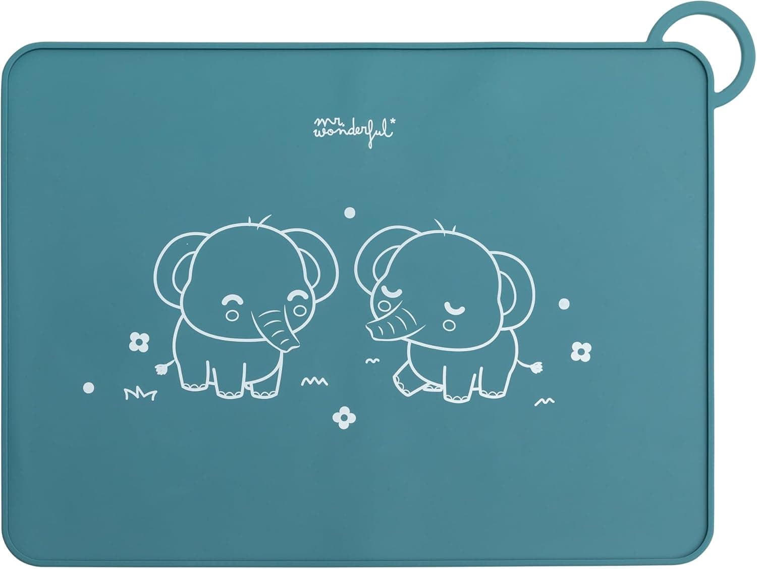 Mr. Wonderful | Base de refeição infantil em silicone azul com desenho de elefante