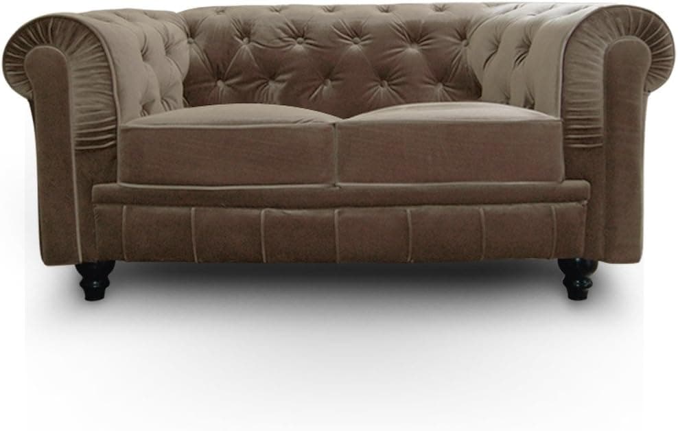 Menzzo A605V2 Sofá, contemporâneo, de 2 lugares, de madeira e veludo, 80 x 157 x 72 cm, toupeira