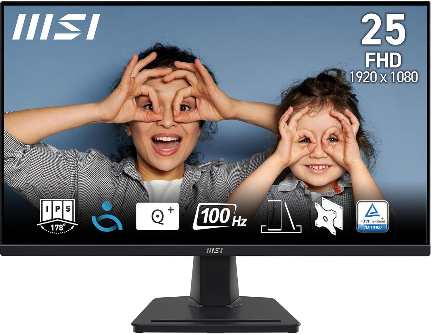 MSI Pro MP252 Monitor profissional Full HD de 24,5", painel IPS 1920 x 1080, 100 Hz, ecrã Eye-Friendly, altifalantes integrados, inclinação ajustável, HDM 2.0b, DisplayPort 1.4a