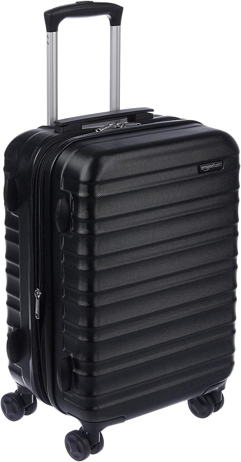 Amazon Basics - Mala de viagem rígida giratória, Preto, 55 cm, 1 Peça