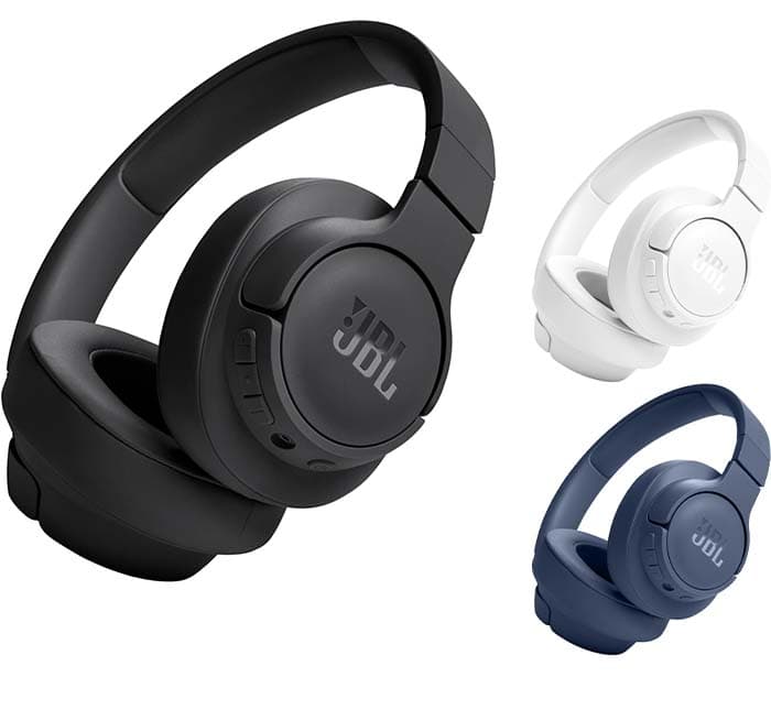 JBL Auriculares Tune 720 BT, inálambricos por Bluetooth, 76 horas de reproducción con JBL Pure Bass, plegables, negro