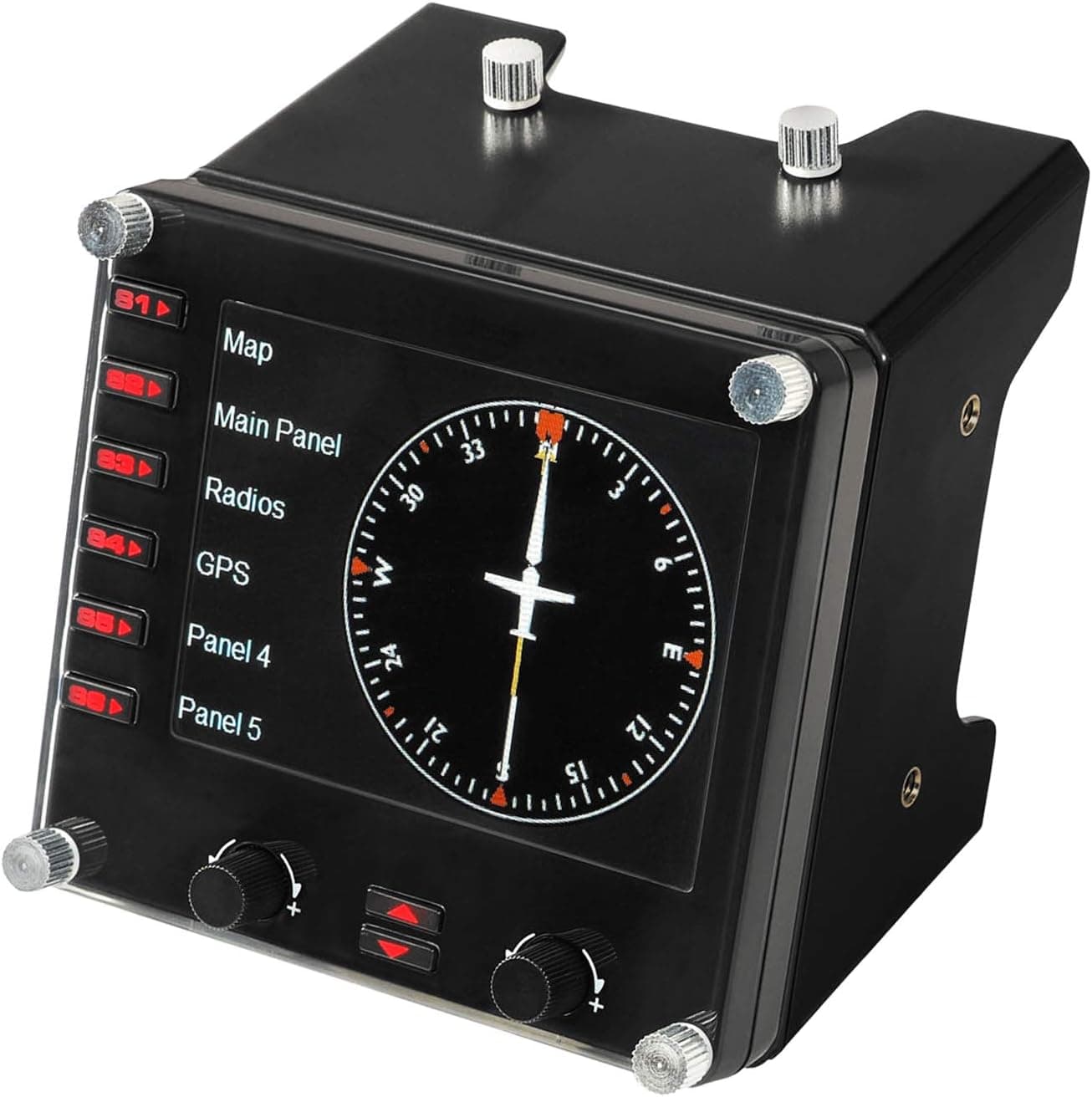 Logitech G Painel de instrumentos Saitek Pro Flight placa de simulador de voo, ecrã LCD a cores de 3,5 polegadas, 15 opções de ecrã, conexão USB, modular - preto
