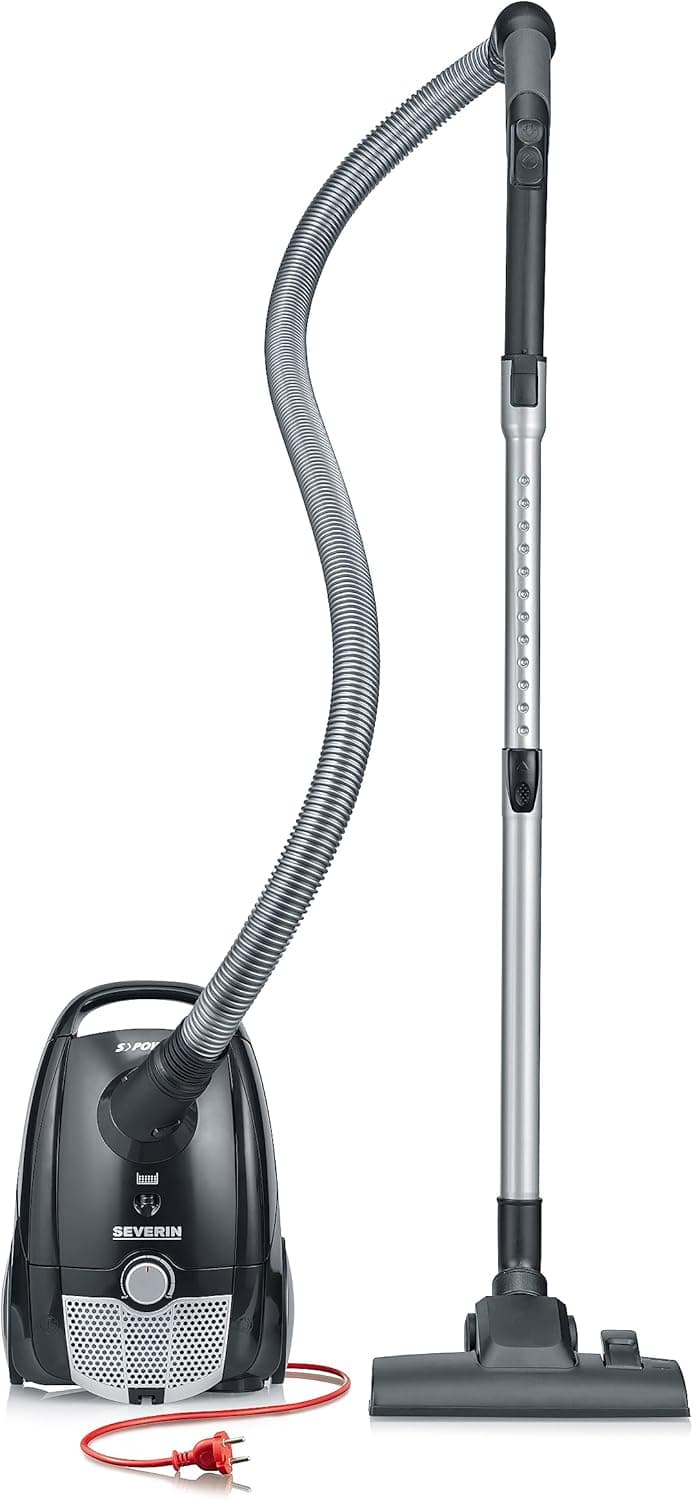 Severin Aspirador com saco S'POWER, aspirador potente com acessórios práticos, aspirador silencioso com rodas de 360° para uma grande mobilidade, preto, BC 7030