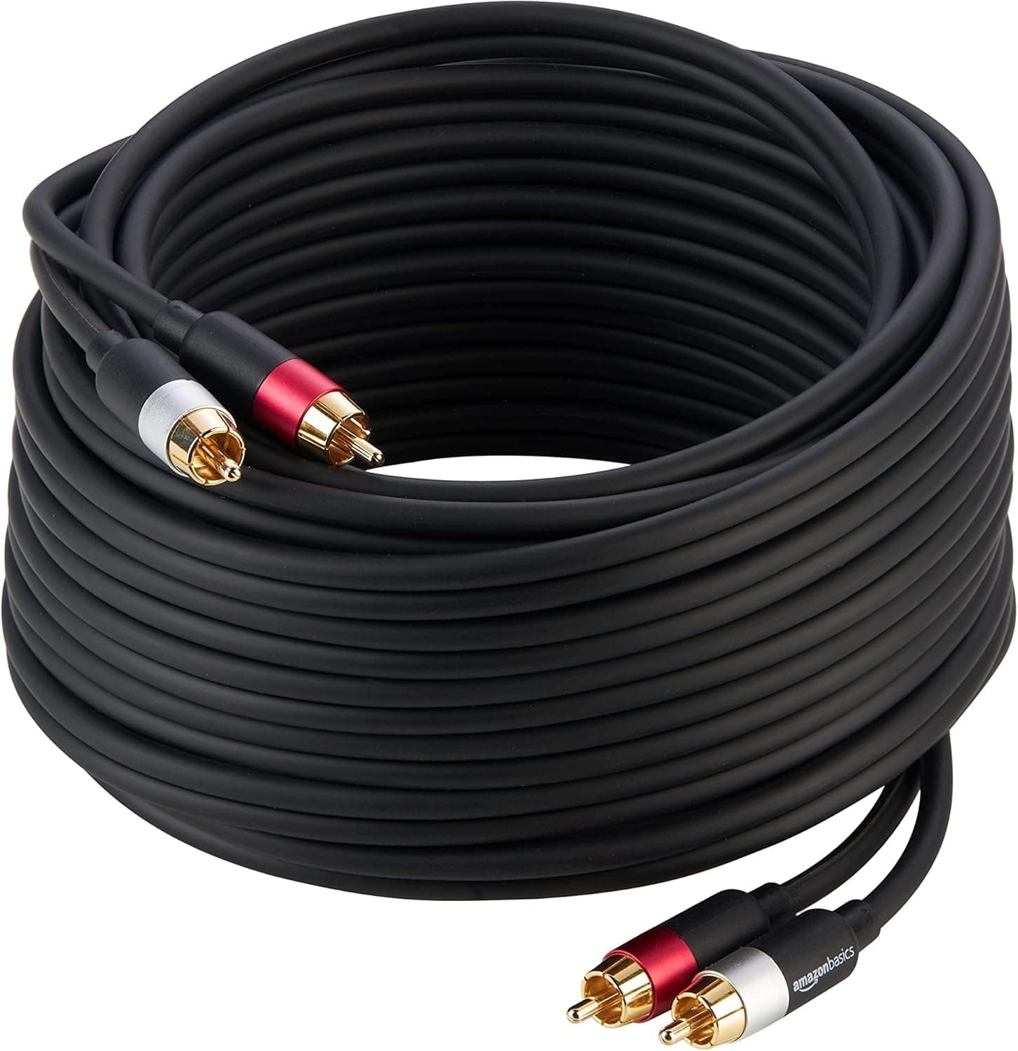 Amazon Basics Cabo de áudio de 2 RCA macho para 2 machos, 10 m, preto