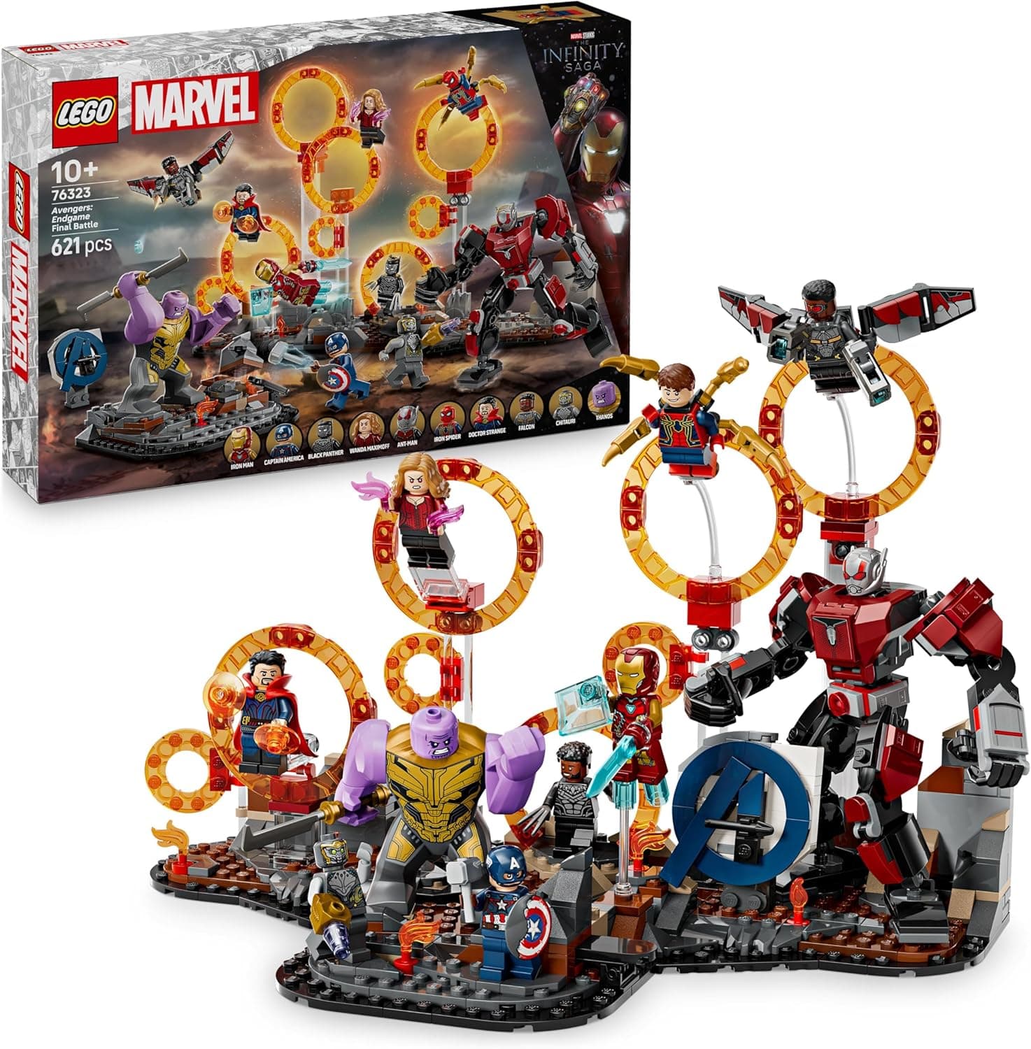 LEGO Marvel Batalha final de Vingadores: Endgame, brinquedo de super-heróis, figura de Thanos, Meca de Ant-Man e Minifiguras de Iron Man, Capitão América e Black Panther, presente para meninos e