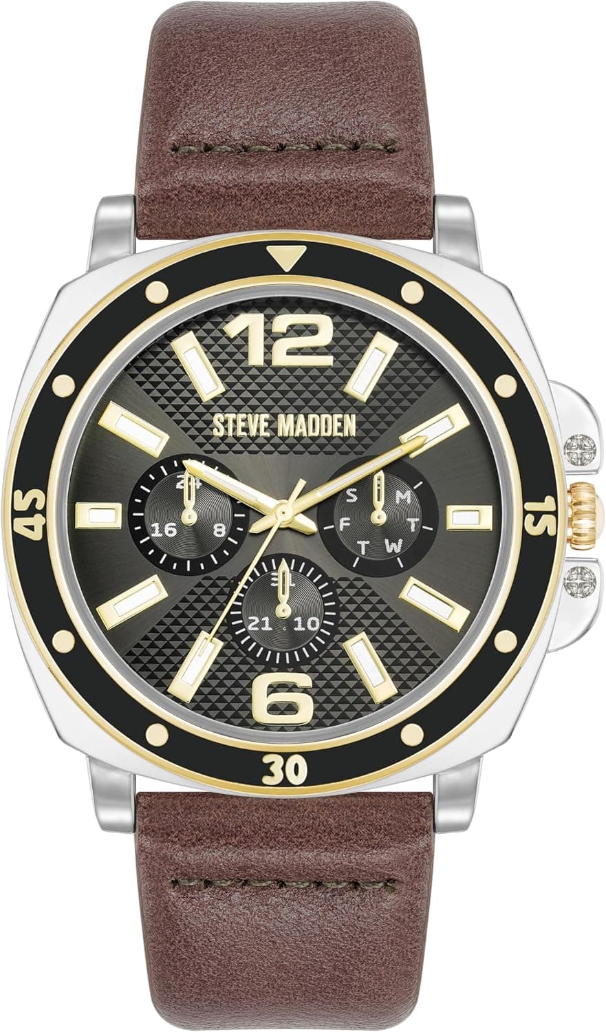 Steve Madden | Relógio de pulso para homem com bracelete bicolor cinzenta