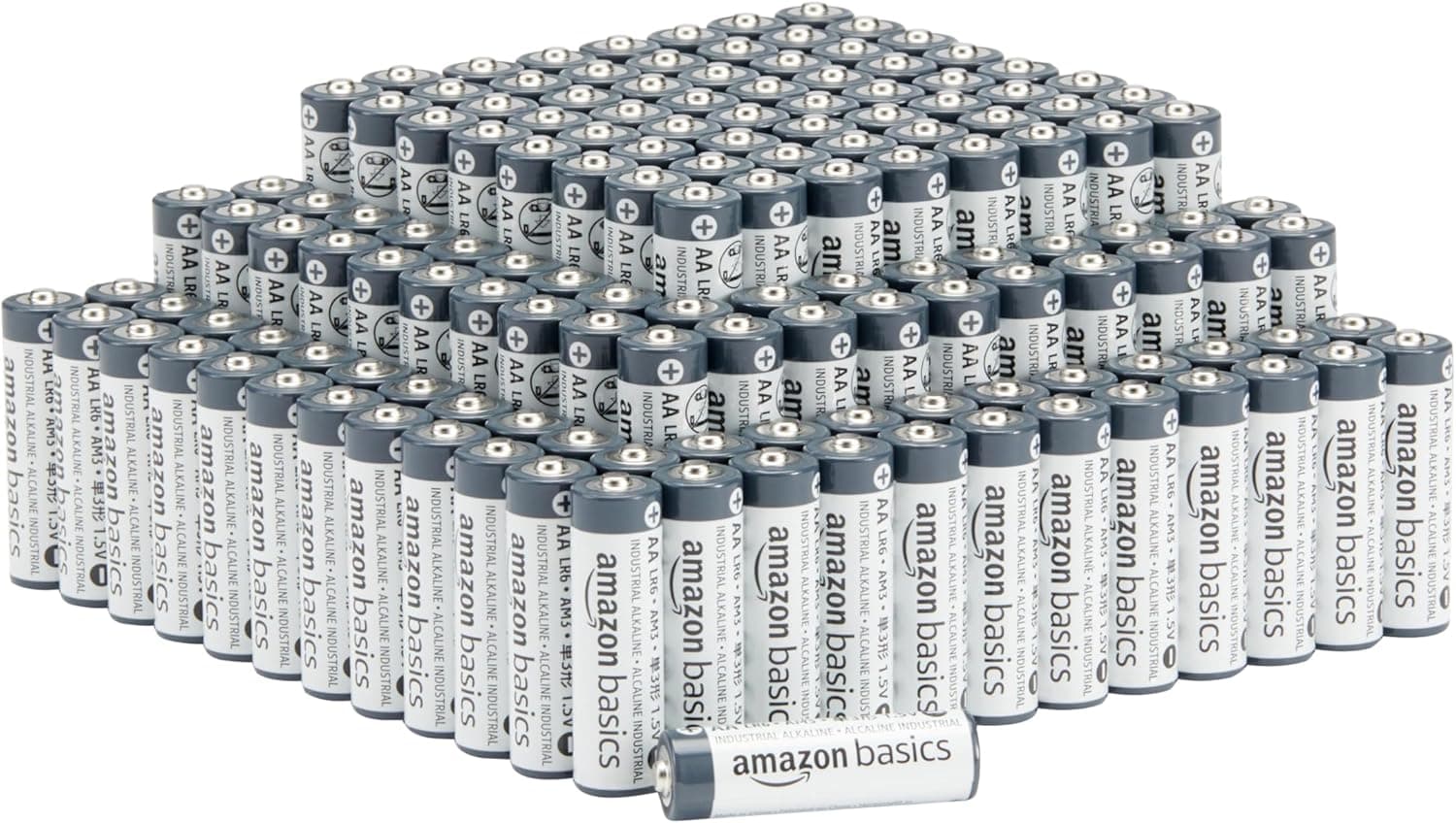 Amazon Basics - Pacote de 150 pilhas industriais alcalinas AA, 1,5 volts, vida útil de 5 anos